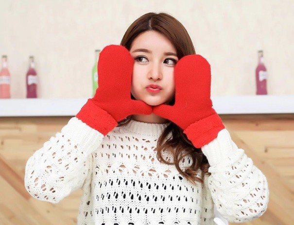 Guantes sin dedos para mujer J3118 rojo