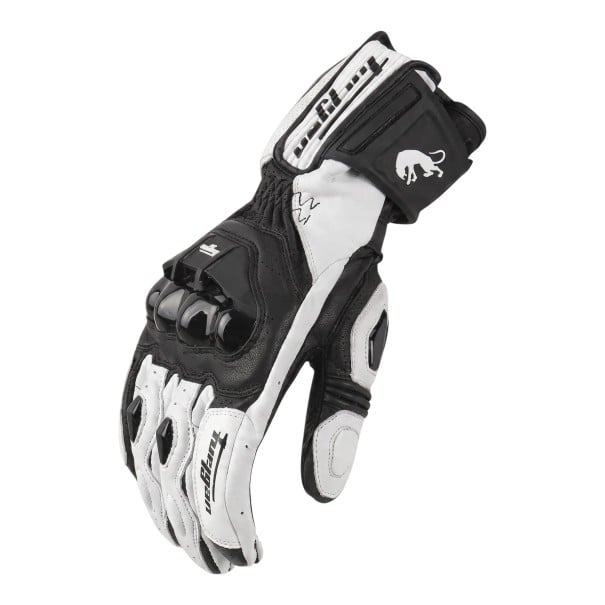 Guanti da moto e motocross in pelle resistenti al vento e touch con protezioni per nocche e dita e palmo rinforzato per strada bianco M