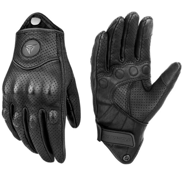 Guanti da moto in pelle di capra Pelle perforata Estivi Invernali Protezione delle articolazioni Sport Turismo Campeggio Pesca Fitness Caccia M