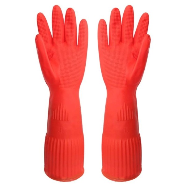 Guanti di silicone allungati per lavare i piatti 1 paio lunghezza circa 38 cm taglia M guanti rossi in silicone per strofinare per cucina pulizia 1