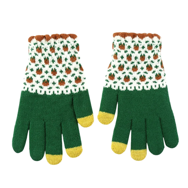 Guanti invernali lavorati a maglia unisex taglia universale Guanti caldi in poliestere per donne e uomini da indossare ogni giorno verde