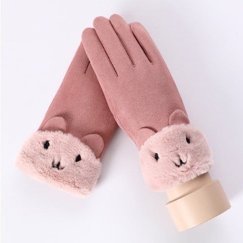 Guanti touch da donna con orsetto J2815 rosa
