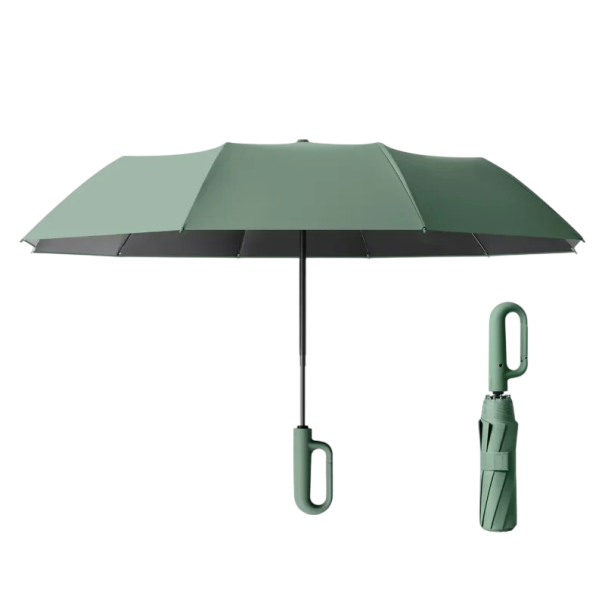 Guarda-chuva automático dobrável forte 125 cm à prova de vento para homens e mulheres com proteção UV verde