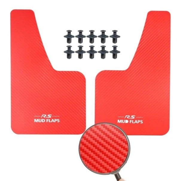 Guardabarros Universales 36 x 21 cm Juego de 2 Piezas Protectores Flexibles de Suciedad con Patrón de Carbón Parte Delantera o Trasera rojo