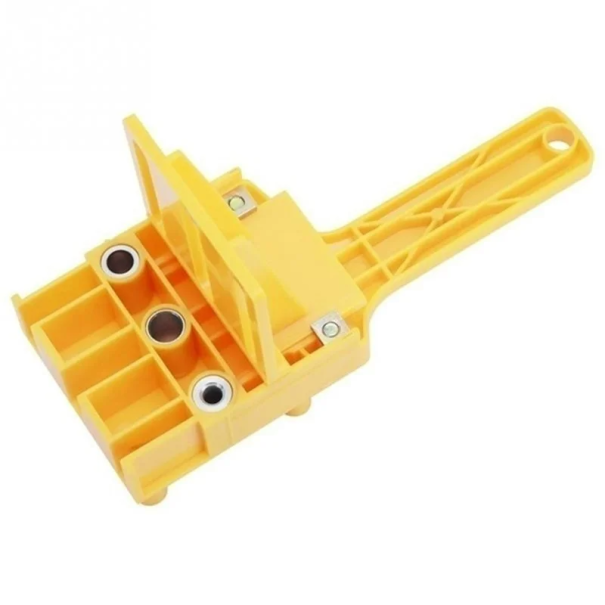 Guia de perfuração para furos de 6/8/10 cm Dispositivo de perfuração preciso 20x7,5x5,3 cm Ferramenta para perfuração reta Guia de perfuração para madeira e plástico amarelo