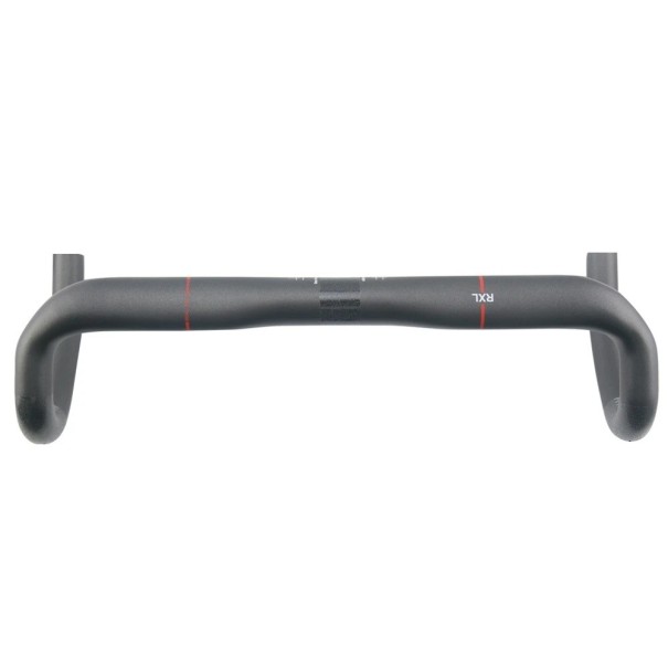 Guiador de estrada em carbono com arco compacto 440 mm superior 420 mm inferior carbono preto com risca vermelha para bicicleta de estrada 1