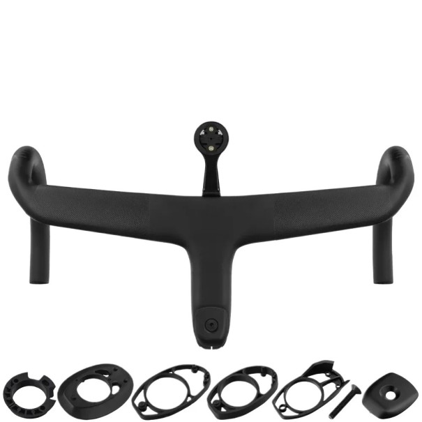 Guidons en carbone intégrés avec potence 380 × 100 mm avec cales carbone noires guidons aérodynamiques pour vélo de route 1