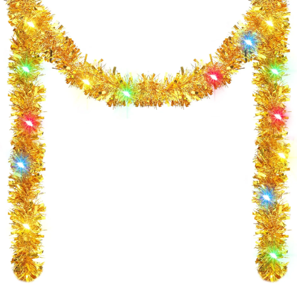 Guirlanda LED de Natal 5 m Decoração luminosa brilhante a pilhas 3x AA Fio de Natal iluminado para árvore interior e exterior dourado