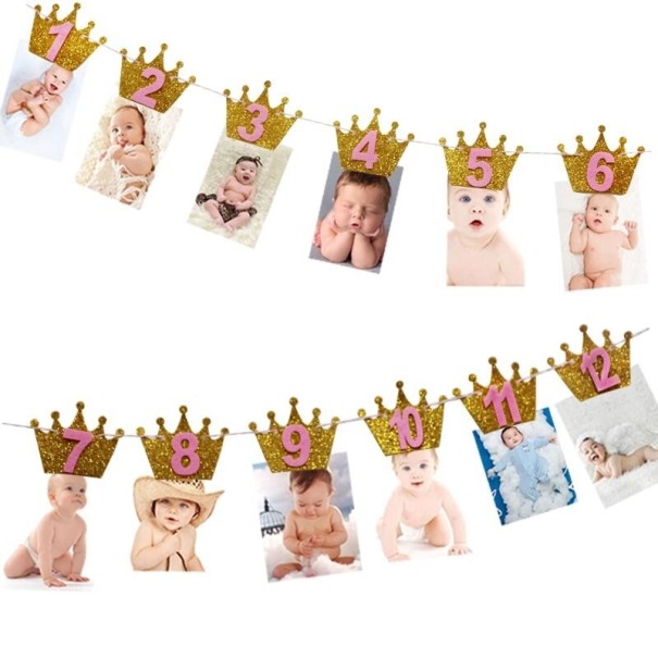 Guirlande d'anniversaire pour photos de couronnes doré
