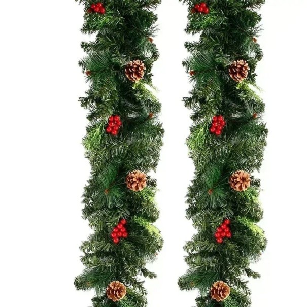 Guirnalda navideña 2,7 m Decoración invernal densa para puertas, paredes o barandillas Adorno festivo para interiores Accesorio elegante 1