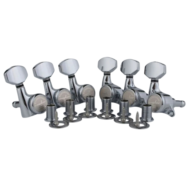 Guitar Tuning Pegs 6R Chrome Mechanism 6pcs Single-Sided Heads with Ferrules and Threaded Bushings for Acoustic and Electric Guitar 1