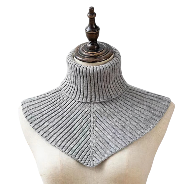 Guler fals pentru femei, tricotat cu guler din bumbac Accesoriu de modă de iarnă Cald și confortabil Protecție pentru gât Guler elegant sub haină și pulover gri