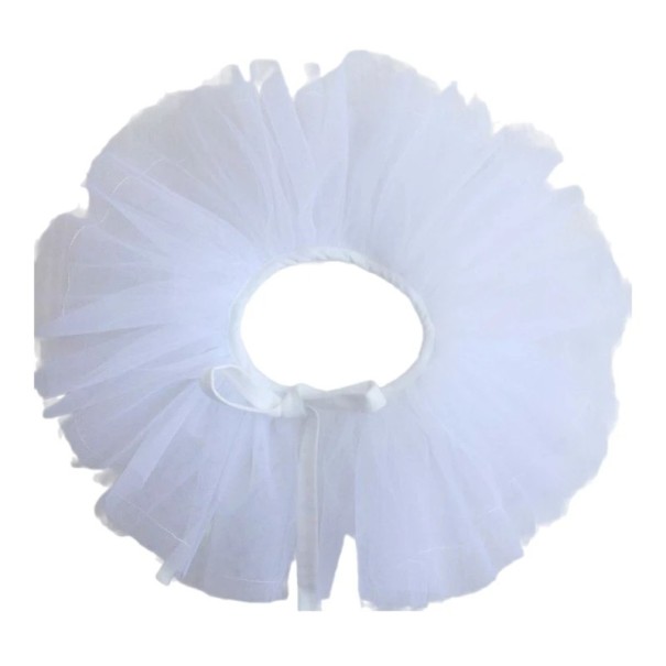 Guler fals, volanat, plasă Accesoriu elegant din plasă pentru rochii și bluze Guler lejer aerisit Pentru stiluri moderne și istorice Decor la modă alb