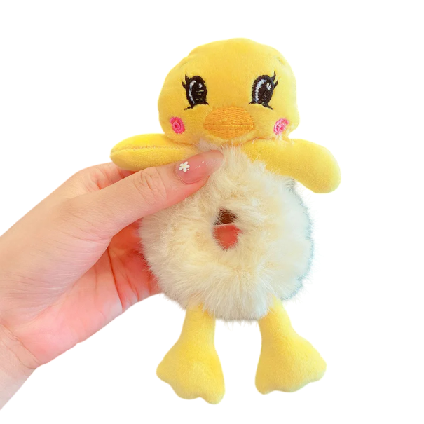 Gumiça de cabelo em pelúcia para mulheres com motivo de pato amarelo 1