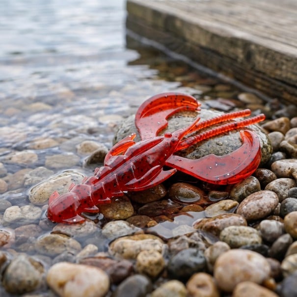 Gummibait Krebs 6,5 cm 1,36 g Pakke med 10 stk Bløde agn med salt og glimmer Til spinnefiskeri efter rovfisk ved bunden rød