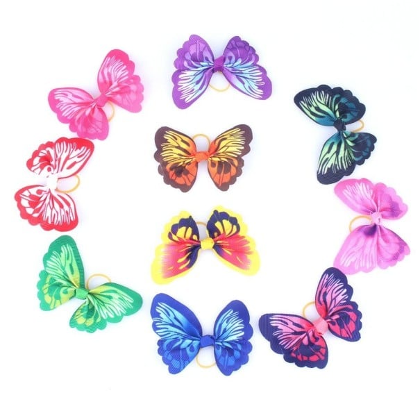 Gummibänder für Hunde mit Schmetterling mehrfarbig 10 Stück