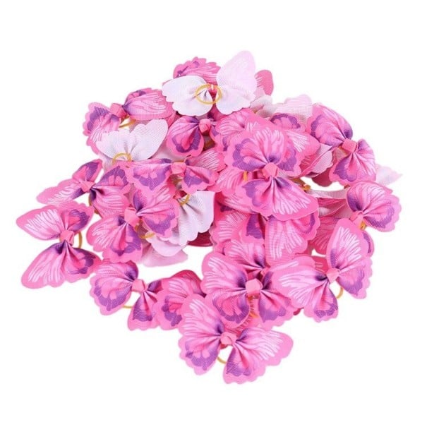 Gummibänder für Hunde mit Schmetterling rosa 10 Stück