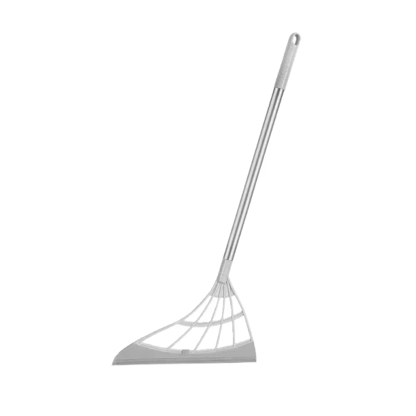 Gummibelagt plastskrubbe 25 cm PP + TPR + rustfrit stål Holdbar køkkenskrubbe til rengøring af glas, vask og badeværelse med ergonomisk håndtag grå