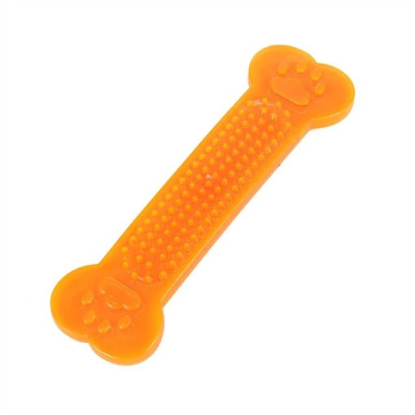 Gummiben för hundar, slitstarkt och tuggmotståndigt, med masserande piggar för tandrengöring och apportering 15 x 4 cm, flera färger orange