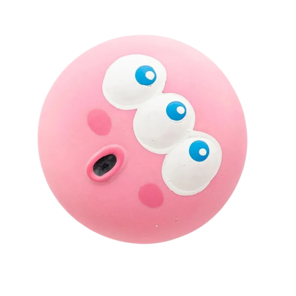Gummiboll för hundar, hållbar, pipljudande tuggboll för tandrengöring och interaktiv lek, diameter 5,5 cm rosa