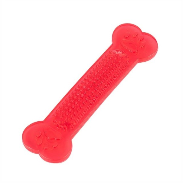 Gummiknochen für Hunde, bissfest, mit Massagepunkten zur Zahnreinigung, Training, Apportieren 15 x 4 cm, in mehreren Farben rot