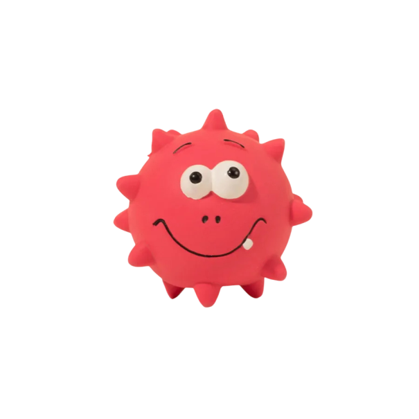 Gummiquietscherball für Hunde 7,5 x 7,5 cm Robuster Kauschutz mit Spitzen zur Zahnreinigung rot