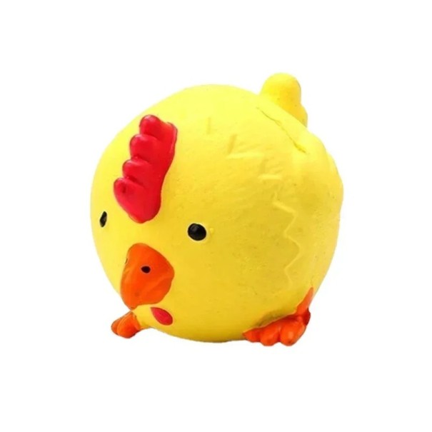 Gummispielzeug für Hunde in Form eines Huhns Durchmesser 9 cm quitschende widerstandsfähige Kugel zum Kauen, Apportieren und interaktiven Spielen 1