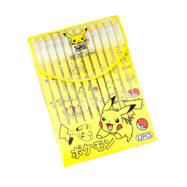 Gumovacie pero s motívom Pikachu Zmazateľné čierne pero pre deti Pokémon detské školské potreby Tenké gélové pero s gumou 0,5 mm, 12 ks 1