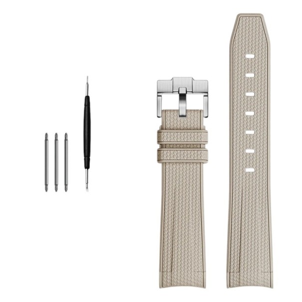 Gumový řemínek 20 mm pro Rolex Omega MoonSwatch Constellation Voděodolný sportovní pryžový pásek se stříbrnou přezkou Nástroje v balení khaki