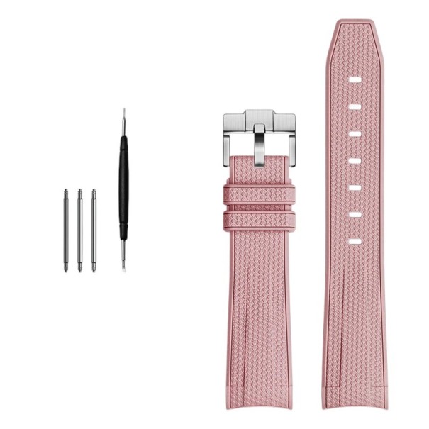 Gumowy pasek 20 mm do Rolex Omega MoonSwatch Constellation Wodoodporny sportowy pasek gumowy ze srebrną klamrą Narzędzia w zestawie różowy