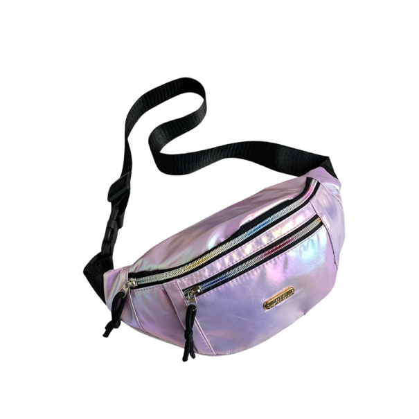 Gürteltasche mit Regenbogeneffekt, 31 x 15 x 8 cm, Reißverschlusstasche für Damen und Herren, verstellbarer Riemen, Innentasche mit Reißverschluss, für Reisen lila