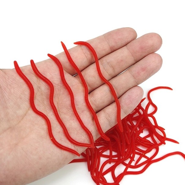 Gusanos artificiales 9 cm 50 uds rojo