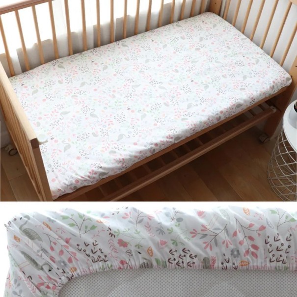 Gyerek ágynemű 130 x 70 cm Pamut feszített lepedő gumival körben Lélegző lepedő hattyúkkal 1