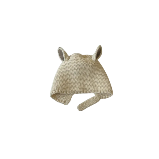 Gyerek téli horgolt sapka Fejkerület 44–48 cm 3–24 hónap Akryl meleg sapka fülekkel bézs