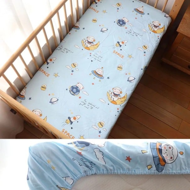 Gyermek ágynemű 130 x 70 cm Pamut, rugalmas gumival az oldalán Lélegző ágynemű űrhajós mintával 1