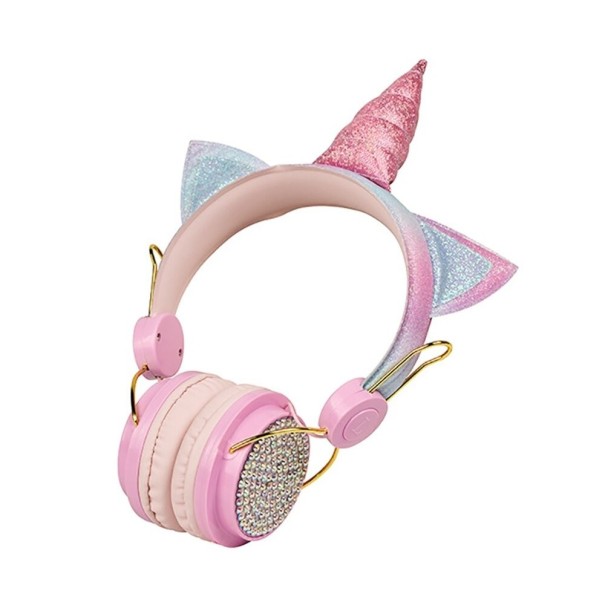 Gyermek egyszarvú fejhallgató K1827 világos rózsaszín