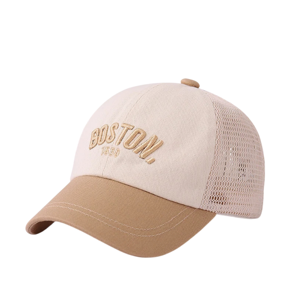 Gyermek trucker sapka Boston Méret 48–50 cm 8 hónapostól 3 éves korig Állítható hálós, kétszínű sapka Pamut poliészter bézs-barna