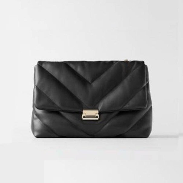 Γυναικεία δερμάτινη τσάντα crossbody M679 μαύρο