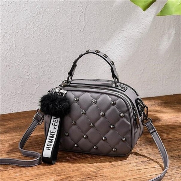 Γυναικεία δερμάτινη τσάντα crossbody M821 γκρι