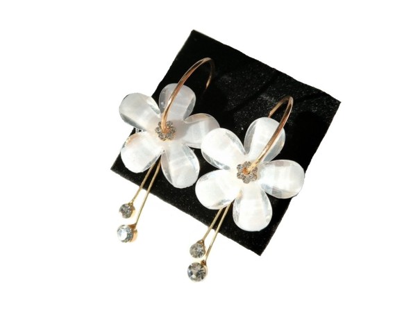 Γυναικεία σκουλαρίκια κρίκοι με λουλούδι 1