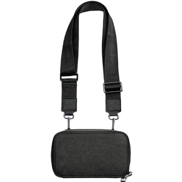 Γυναικεία τσάντα crossbody διαγώνια στον ώμο Συμπαγής ορθογώνιος σχήμα Κλείσιμο με φερμουάρ Πλατύς ρυθμιζόμενος ιμάντας PU δέρμα 17,5 μαύρο