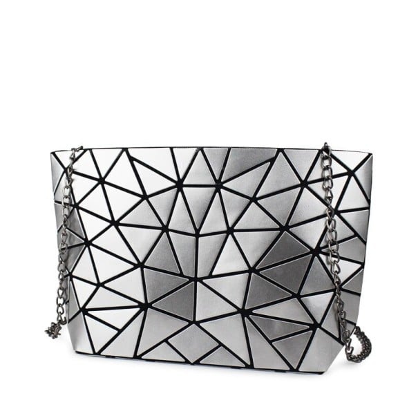 Γυναικεία τσάντα crossbody με γεωμετρικό σχέδιο από τρίγωνα Μεταλλικός ιμάντας αλυσίδας Κλείσιμο με φερμουάρ PU δέρμα και πολυεστέρας 28 x 17,5 x 7 3