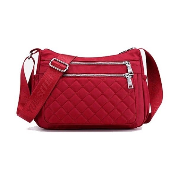 Γυναικεία τσάντα crossbody με στρογγυλό σχήμα Πολλές θήκες με φερμουάρ Ραφτό σχέδιο Ευρύ ρυθμιζόμενο ιμάντα Νάιλον και πολυεστέρας κόκκινο