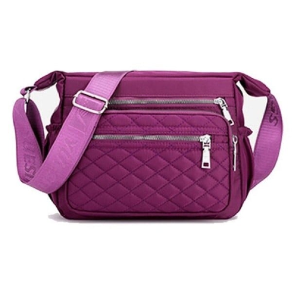Γυναικεία τσάντα crossbody Ορθογώνιο σχήμα Πολλοί χώροι με φερμουάρ Προσαρμοσμένη μπροστινή τσέπη Ευρύς ρυθμιζόμενος ιμάντας Νάιλον μωβ
