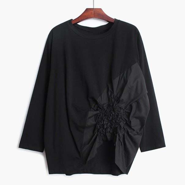 Γυναικείο ασύμμετρο μπλουζάκι oversized μαύρο