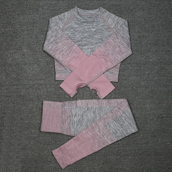 Γυναικείο αθλητικό crop top και κολάν B1174 ροζ S