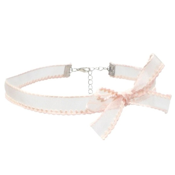 Γυναικείο choker κολιέ με φιόγκο και κρεμαστό στοιχείο με κούμπωμα από βαμβάκι ροζ λεπτό υφασμάτινο αξεσουάρ για τον λαιμό για καθημερινή χρήση 1