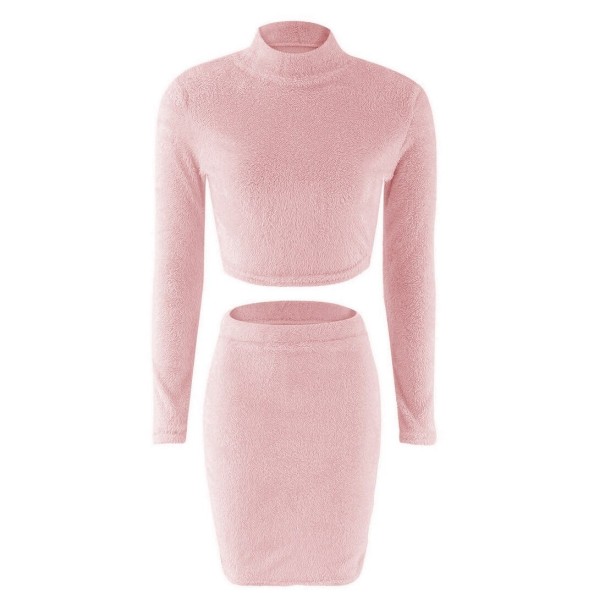 Γυναικείο crop top και φούστα B1001 ροζ S