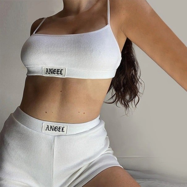 Γυναικείο crop top και σορτς λευκό S