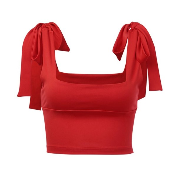 Γυναικείο crop top με φιόγκους κόκκινο XS